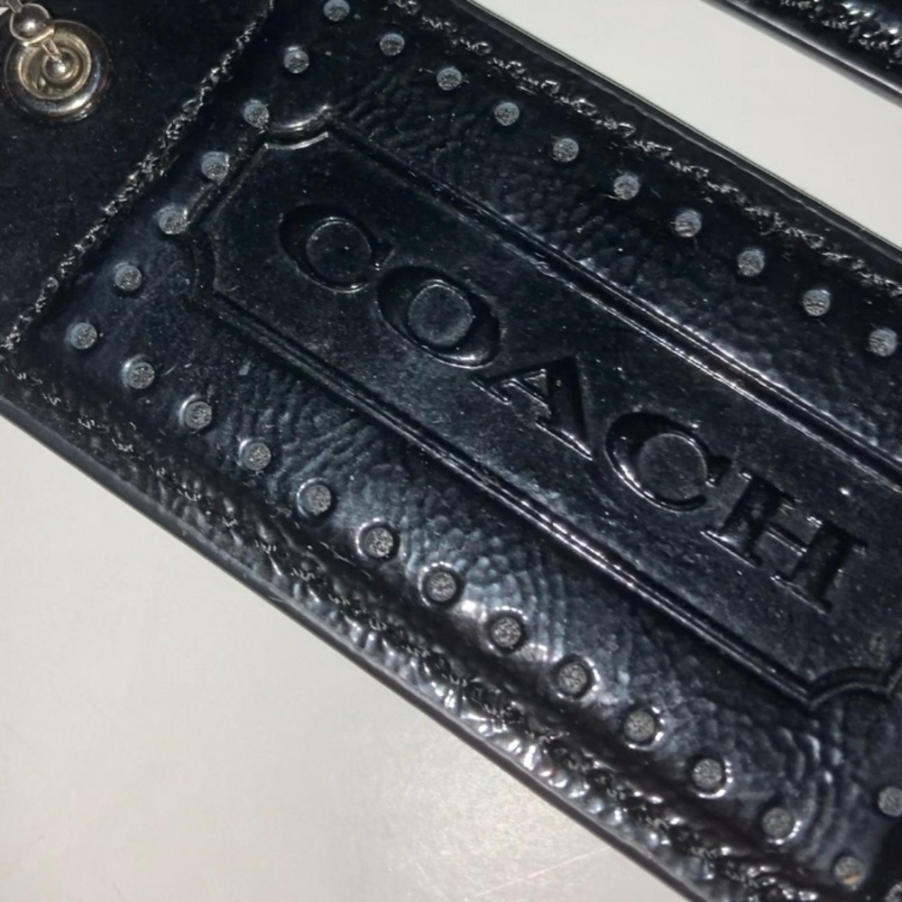 Vintage Coach Black Patent Leather Replacement Hang Tags Two Y2K Bag Charms Lot - Picture 13 of 17